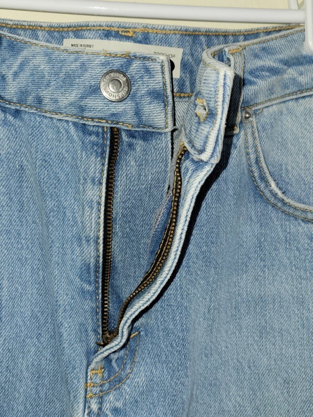 Topshop Moto High Waist Front Slit Light Blue Jean Skirt Size 6 - Picture 6 of 10